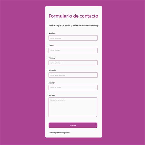 Formulario De Contacto .